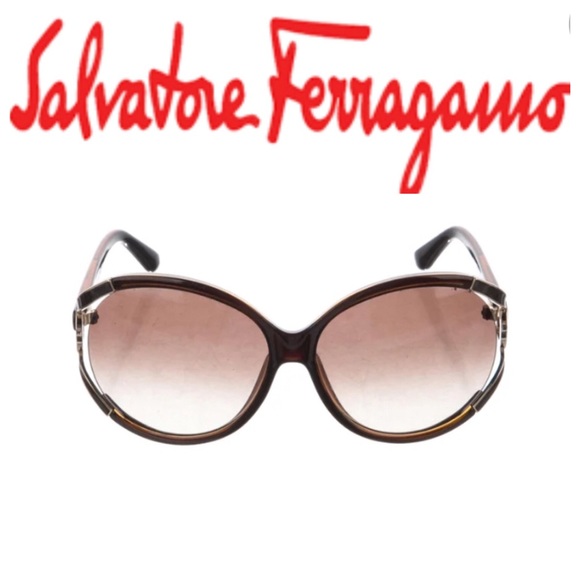 Salvatore Ferragamo SF600s Grey Oval Oversized Sunglasses w/ Gradient Lenses NWT - Picture 1 of 10